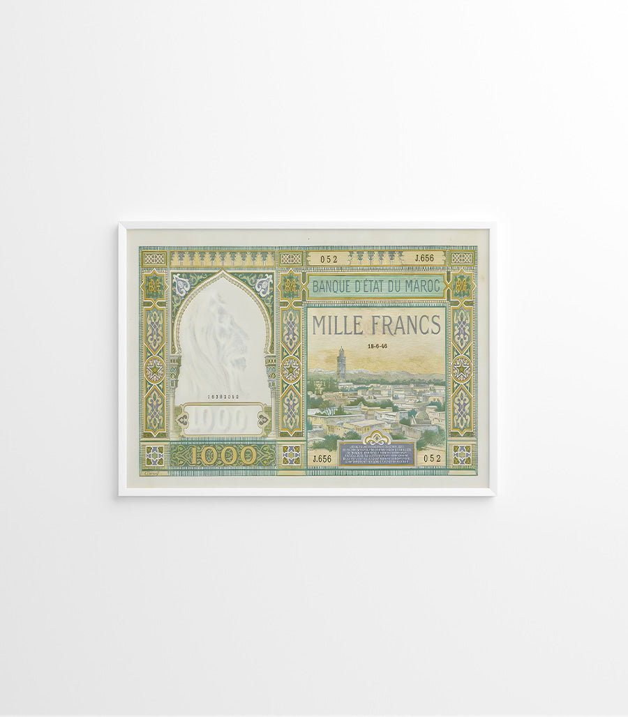 Tableau décoratif Mille Francs Marocains
