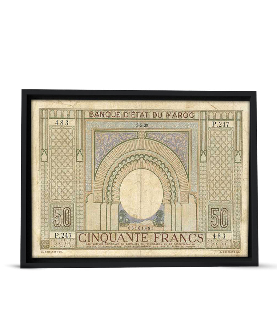 Tableau décoratif Billet de Cinquante Francs