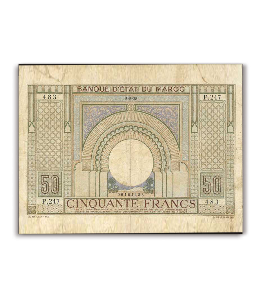 Tableau décoratif Billet de Cinquante Francs