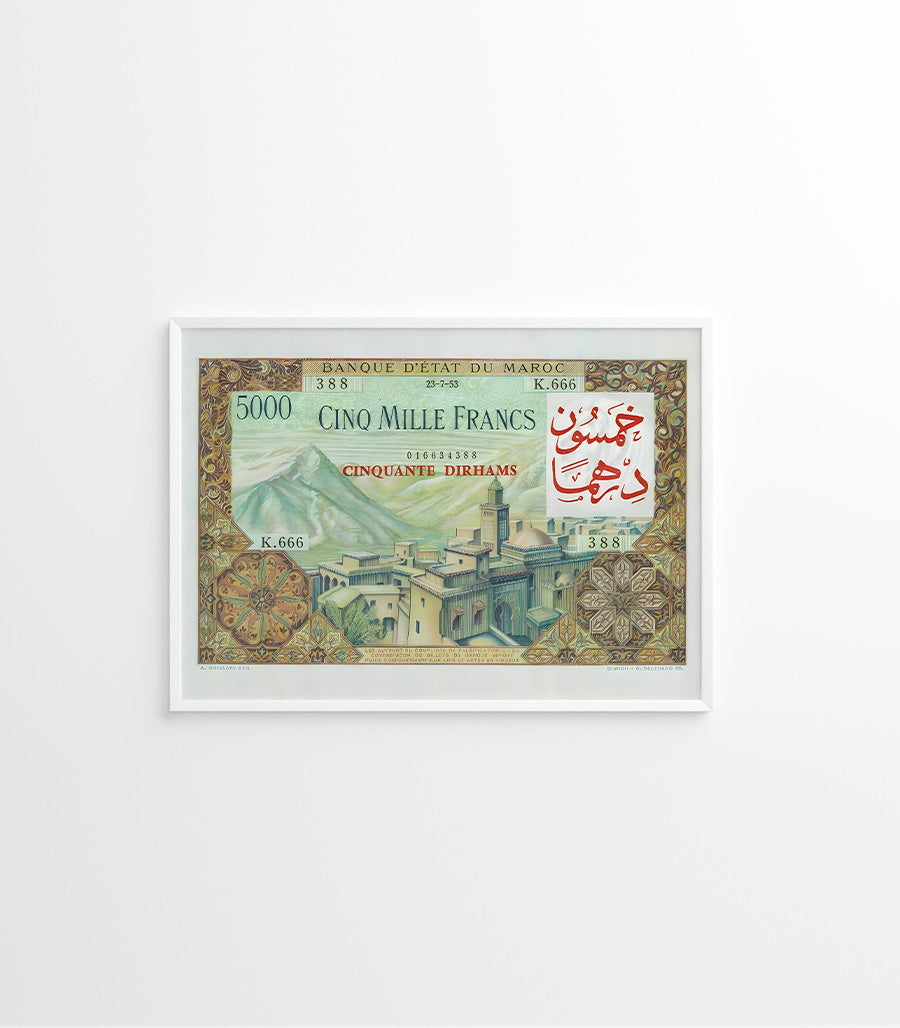Tableau décoratif Billet de Cinq Mille Francs