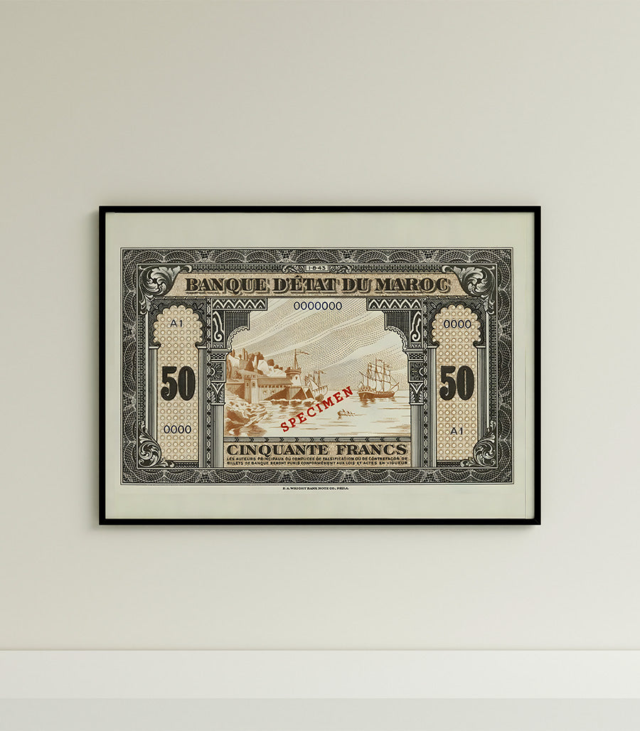 Tableau décoratif Spécimen de Cinquante Francs