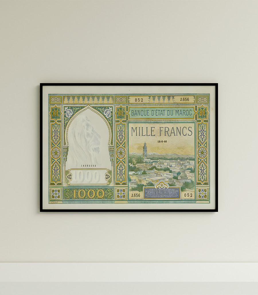 Tableau décoratif Mille Francs Marocains