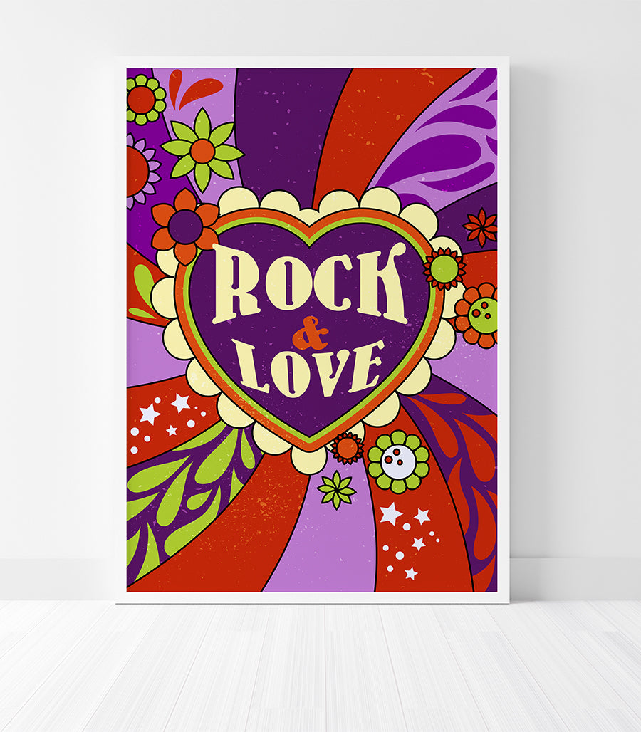 Tableau Décorative Psyché Love - Rock &amp; Love en Style Rétro Psychédélique