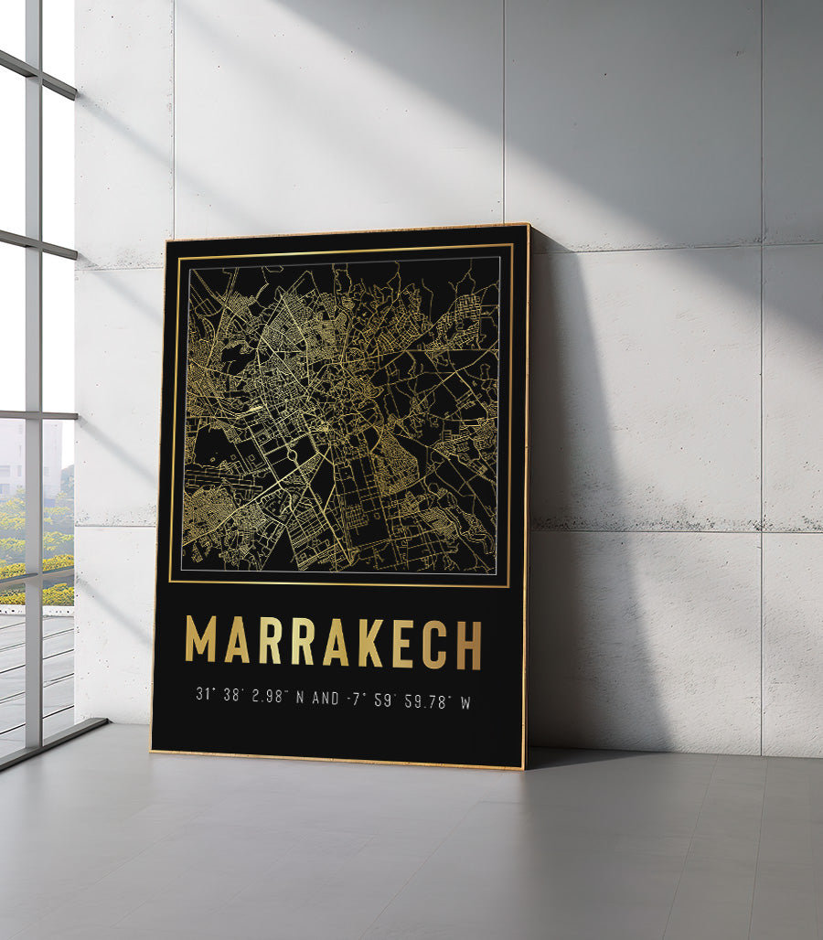 Tableau Doré de Marrakech: Élégance Cartographique