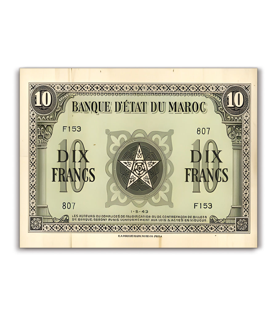 Tableau décoratif Billet de Dix Francs