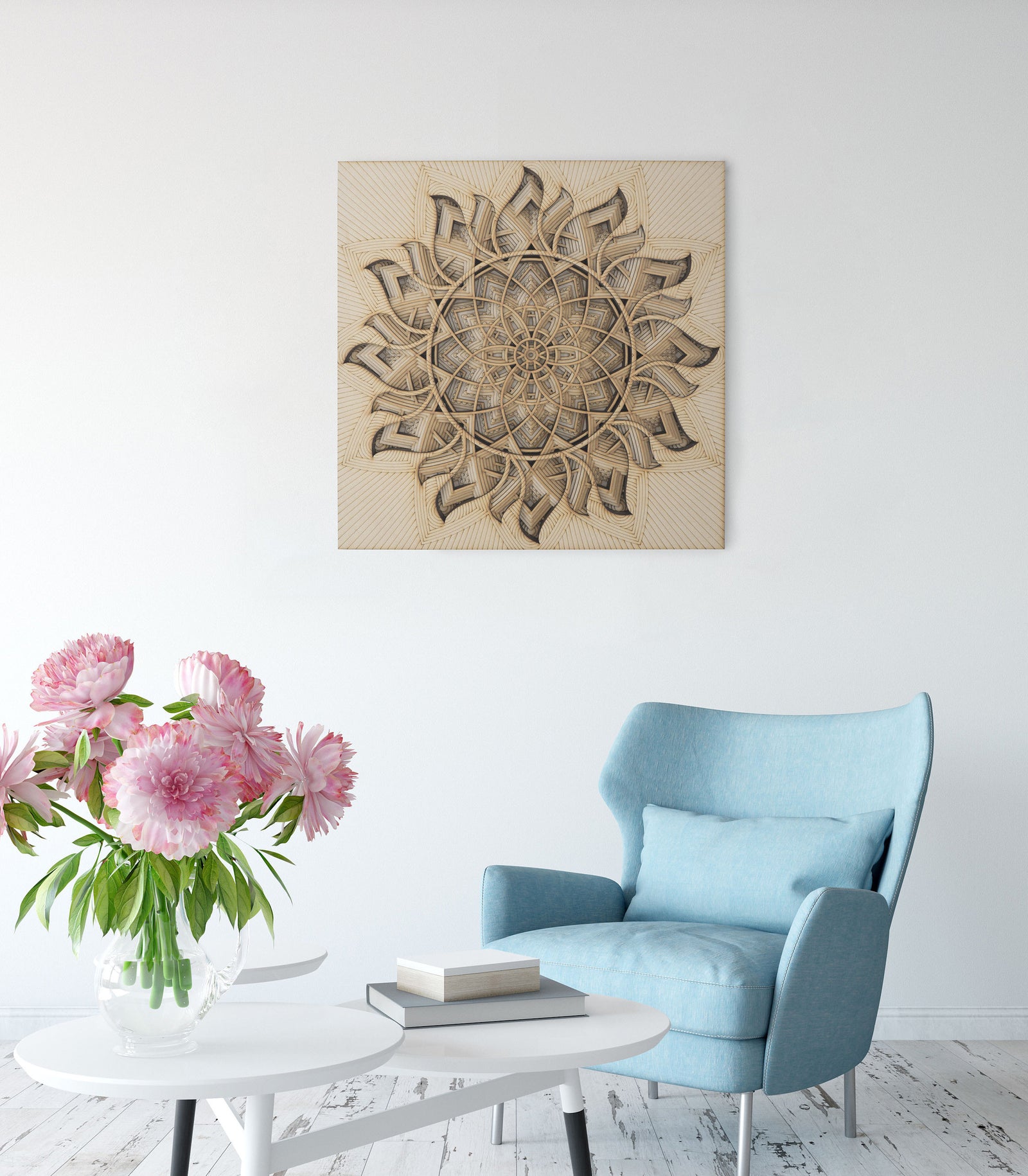 Mandala Art L'étoile Du Népal Sur Fond Tan Dans Le Style De Mono