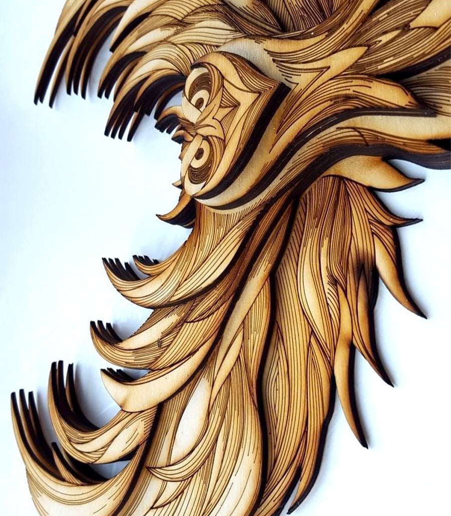 Sculpture Murale Chouette en Bois de Bouleau 3D