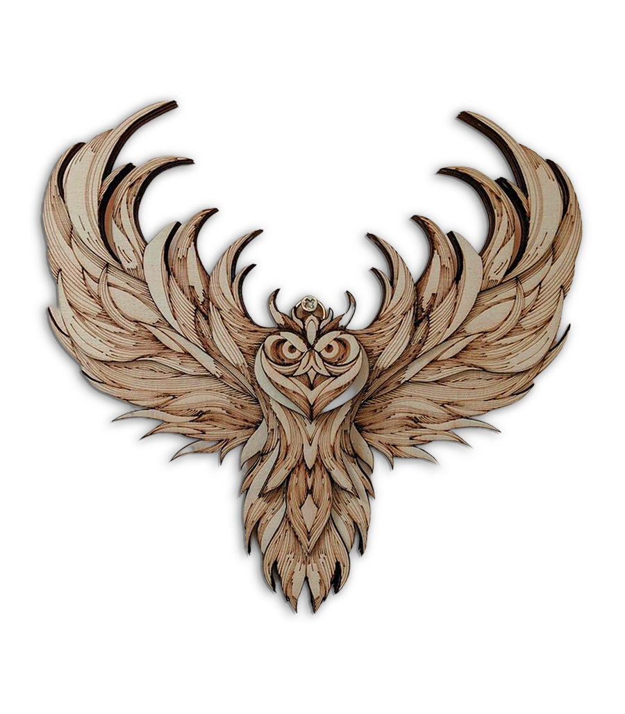 Sculpture Murale Chouette en Bois de Bouleau 3D