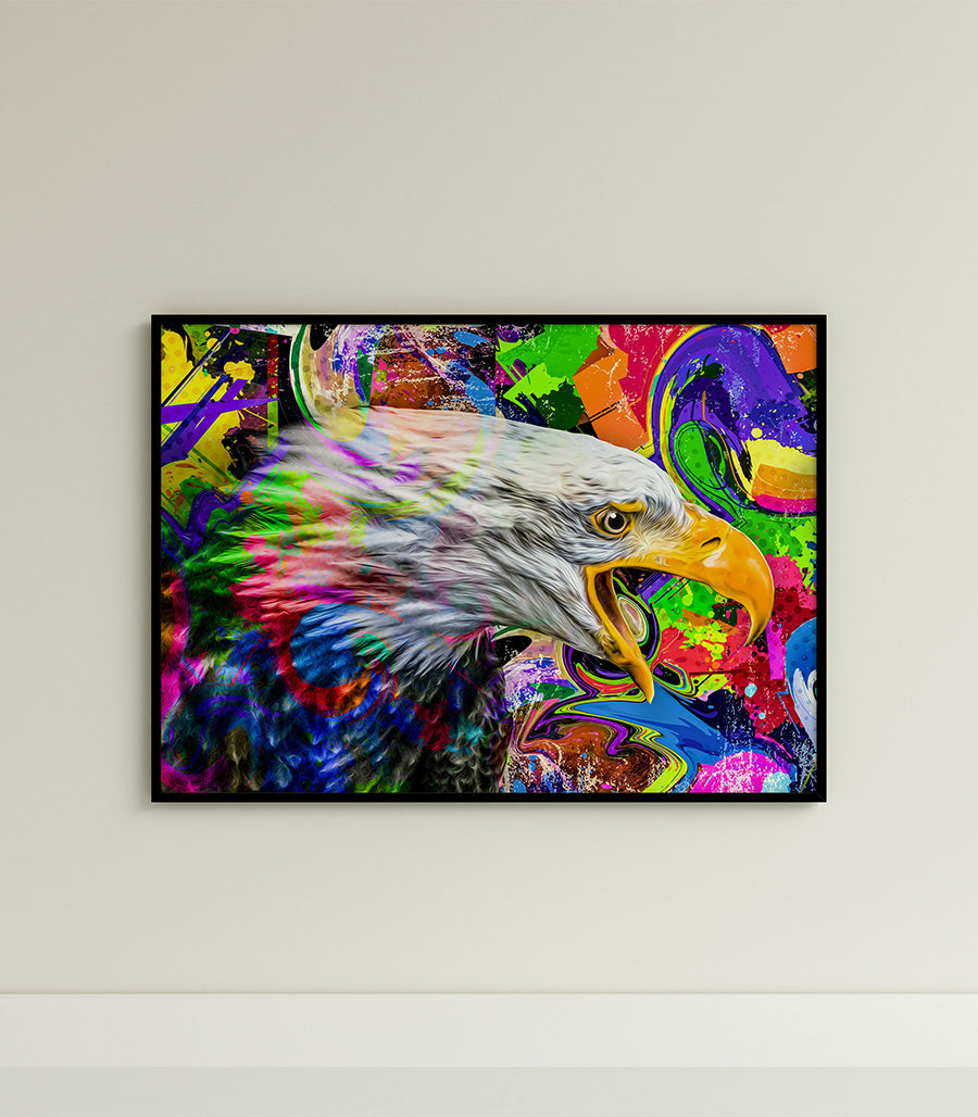 Tableau Décoratif Pop Art Animaux - Aigle Criard en Impression sur Velours