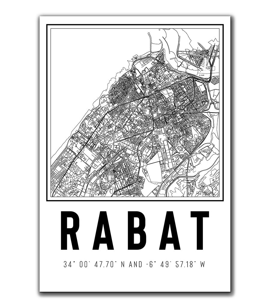 Tableau Déco de La ville Rabat en Noir et Blanc