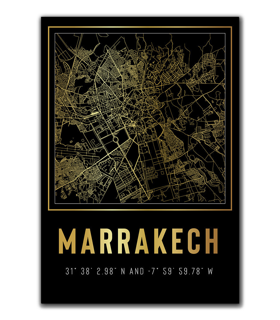 Tableau Doré de Marrakech: Élégance Cartographique