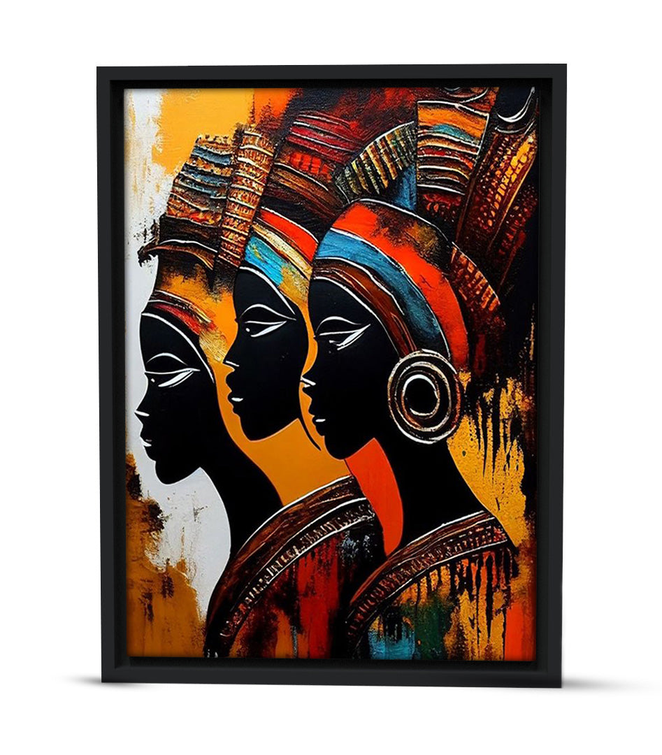 Tableau Abstrait Silhouettes Africaines