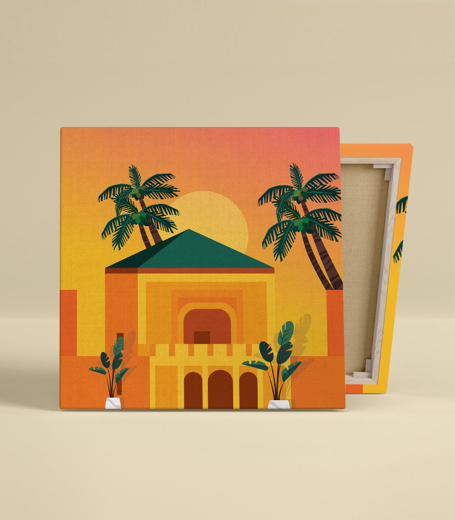 Tableau Decoratif Abstrait &quot;Reflets de la Ménara - Marrakech&quot;