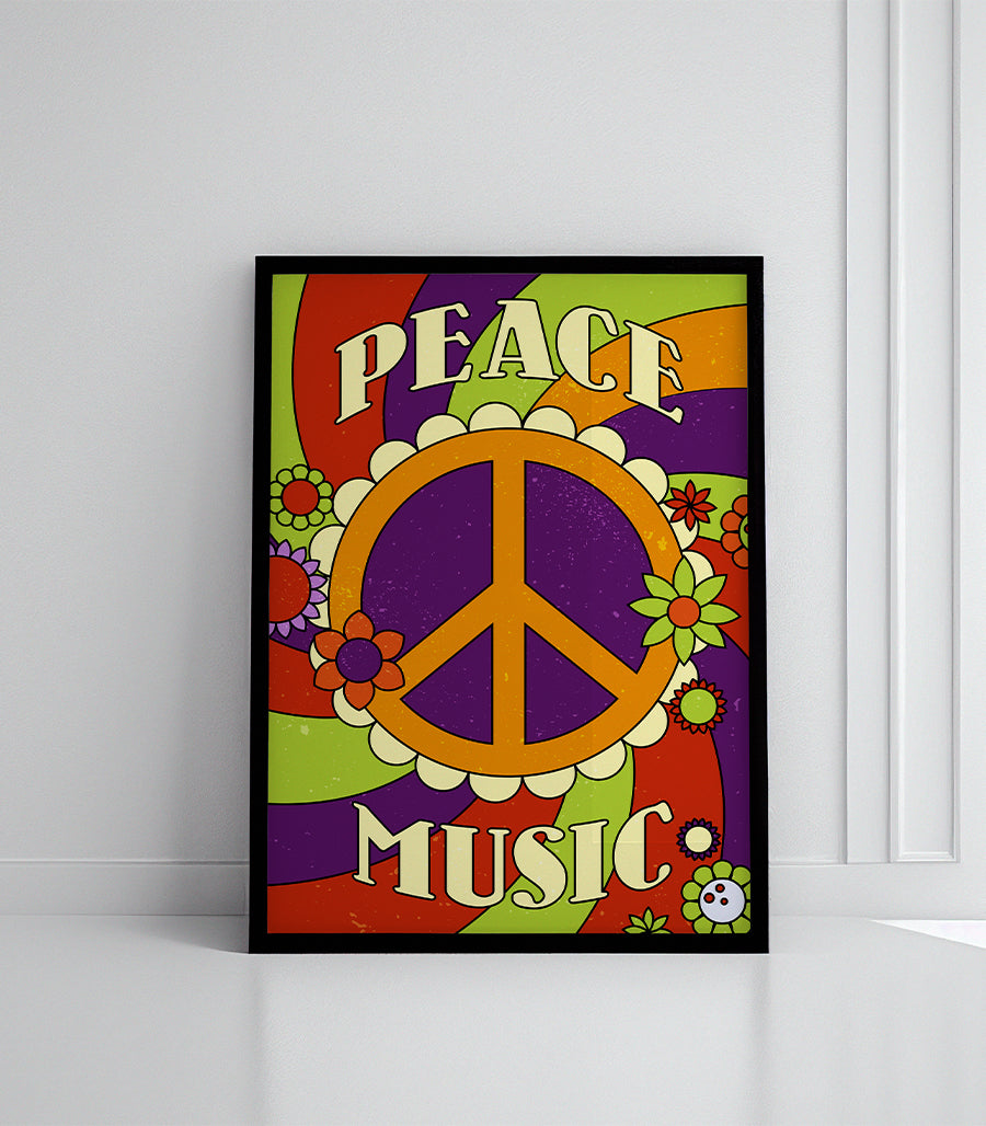 Tableau Décoratif - Peace &amp; Music Vintage