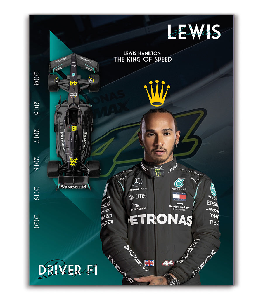 Tableau Décoratif - Lewis Hamilton : Le Roi de la Vitesse