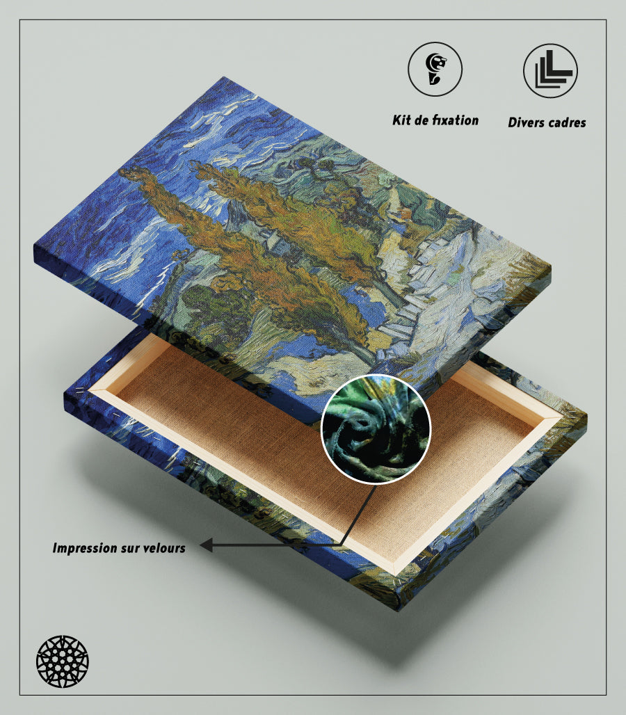 Tableau Décoratif Cypres sous le Ciel Azur