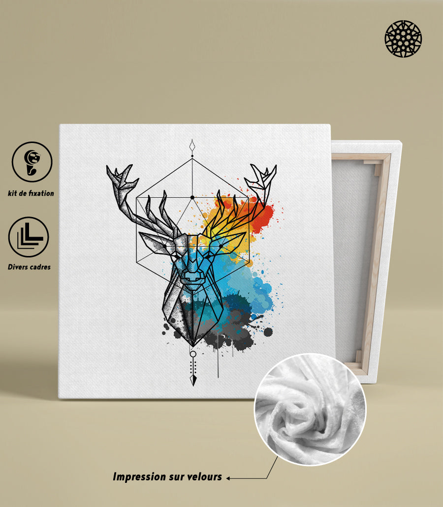 Tableau Décoratif Cerf Géométrique - Fusion Chromatique