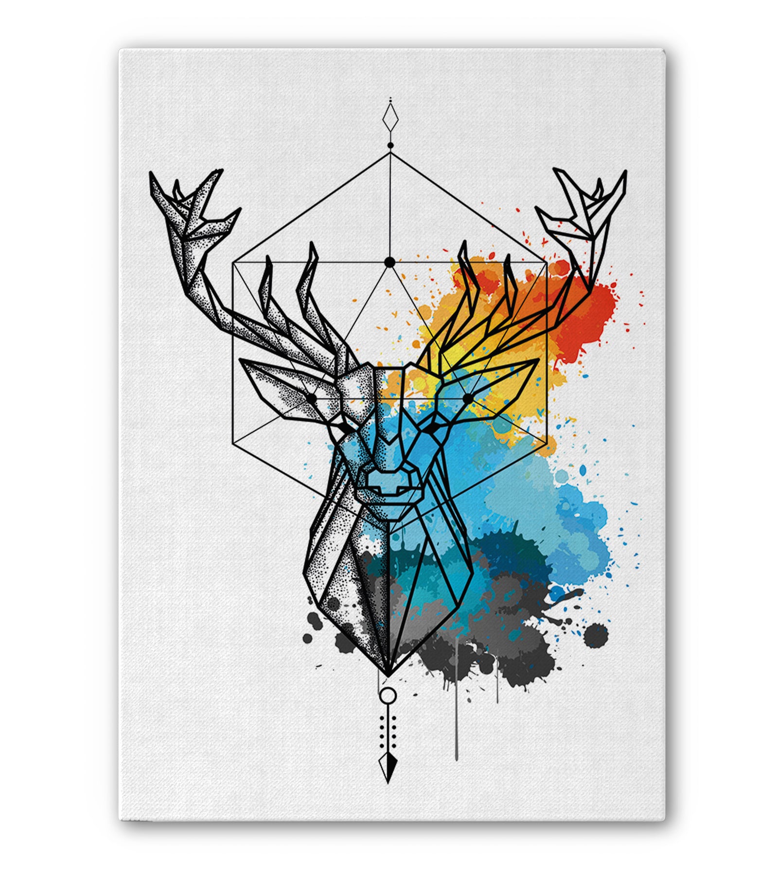 Tableau Décoratif Cerf Géométrique - Fusion Chromatique