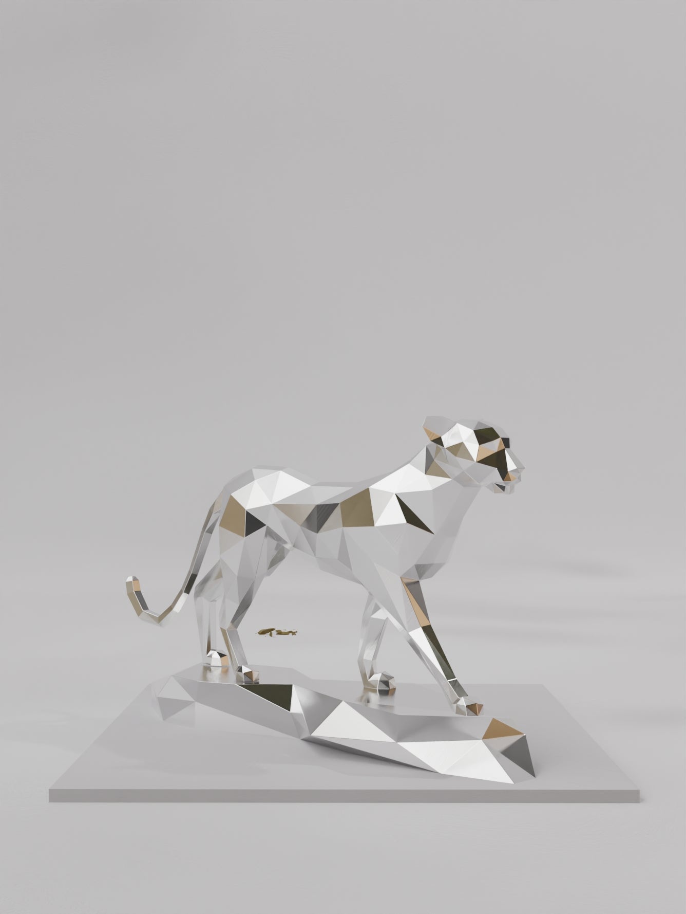 Sculpture Guépard Style Polygone