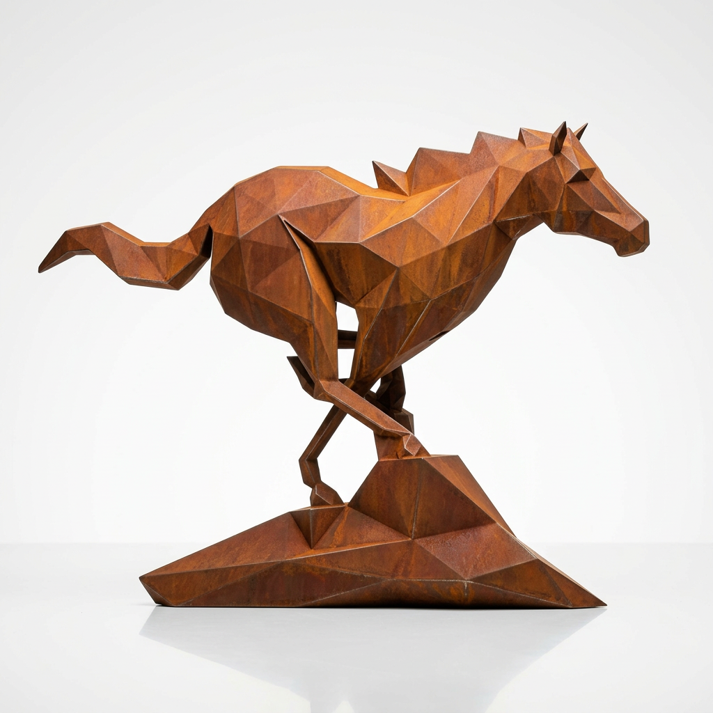Grande Sculpture Cheval Polygone