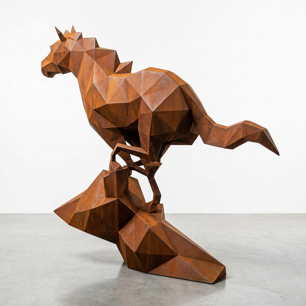 Grande Sculpture Cheval Polygone