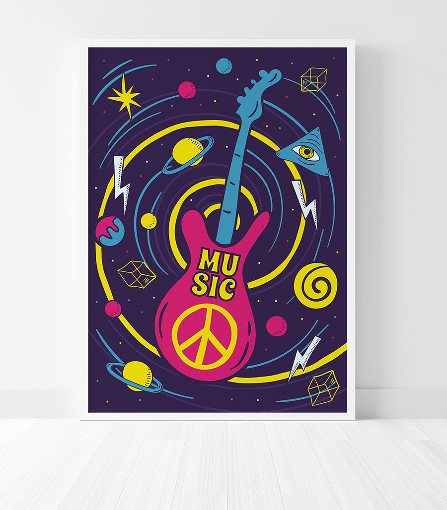 Tableau Décoratif - Peace & Music Galactique