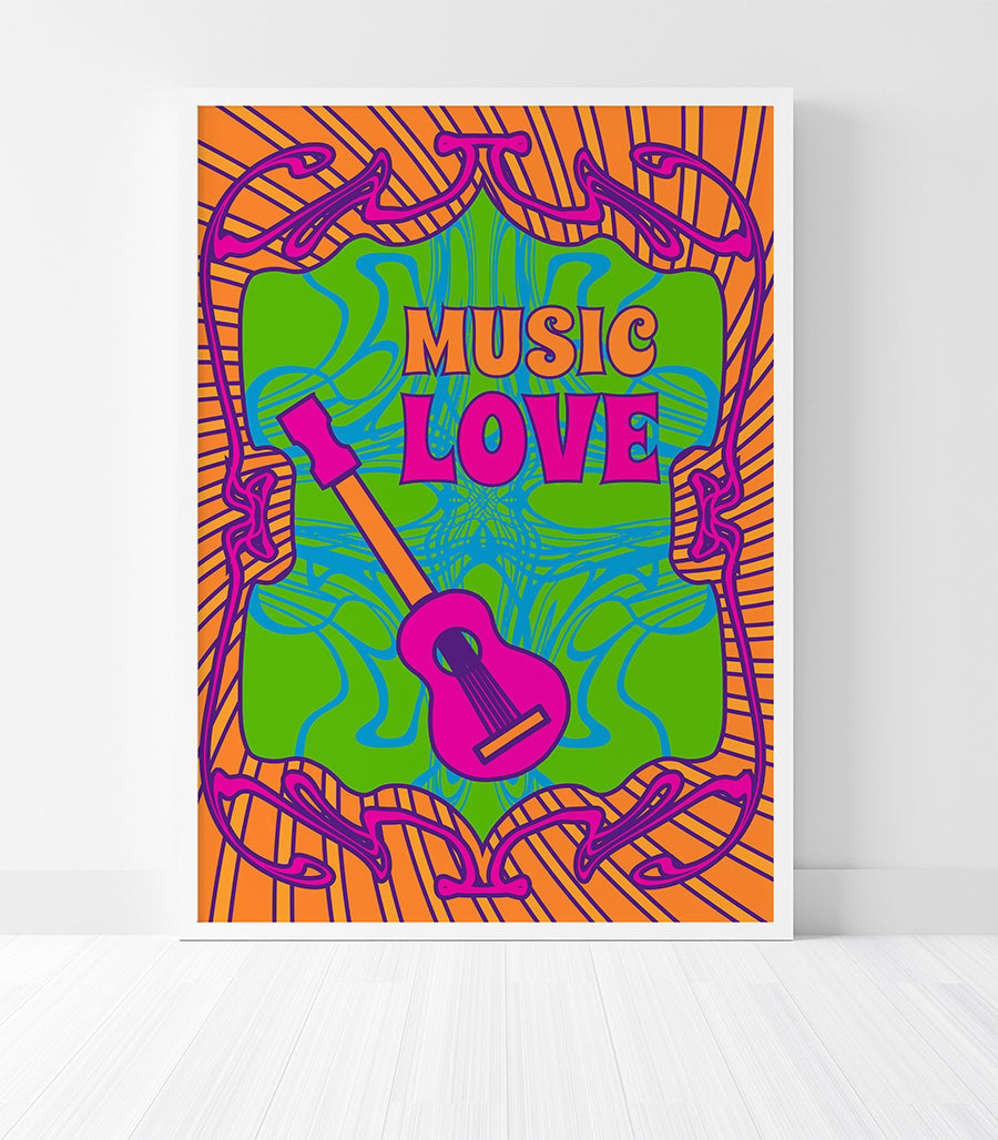 Tableau Décoratif - Music &amp; Love Psychédélique