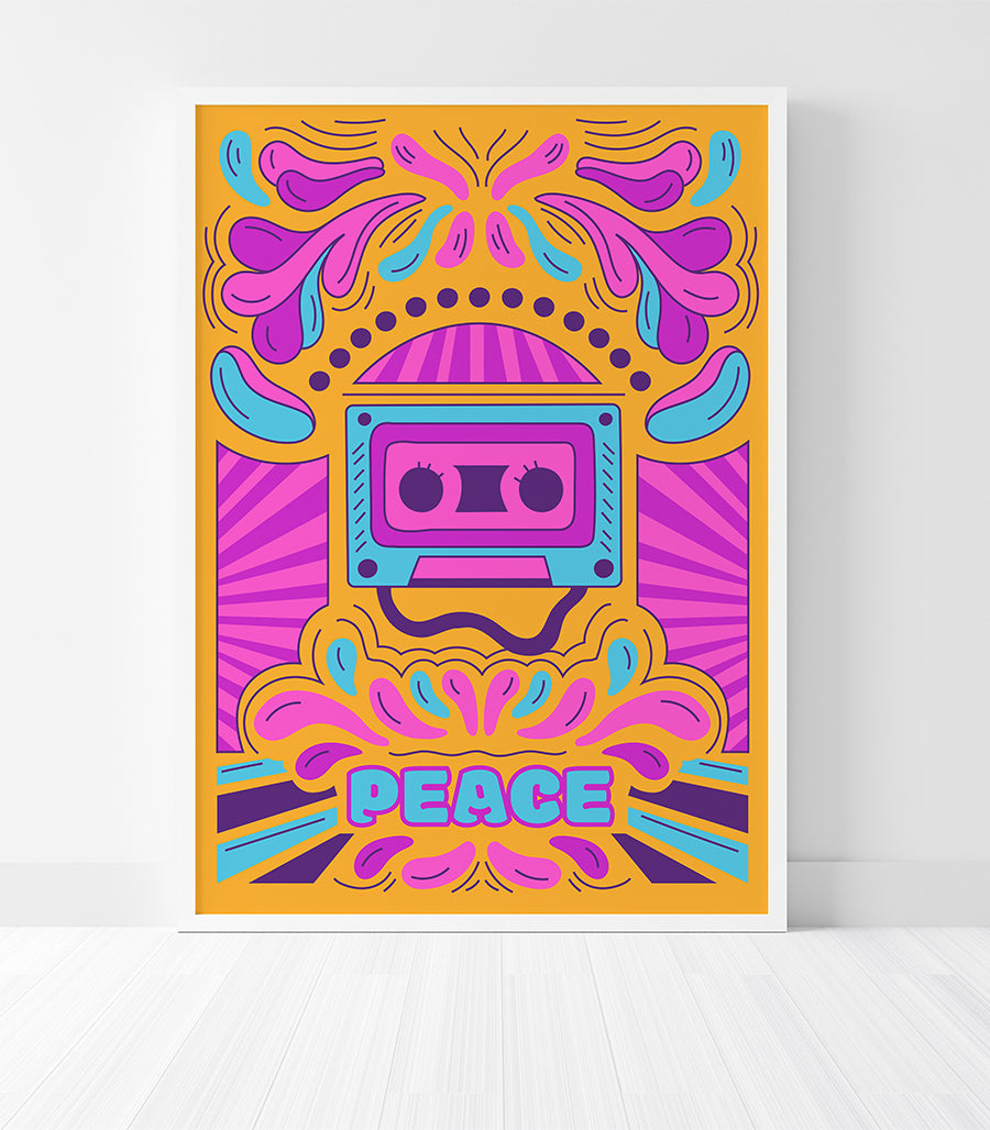 Tableau Décoratif - Peace Cassette Vintage