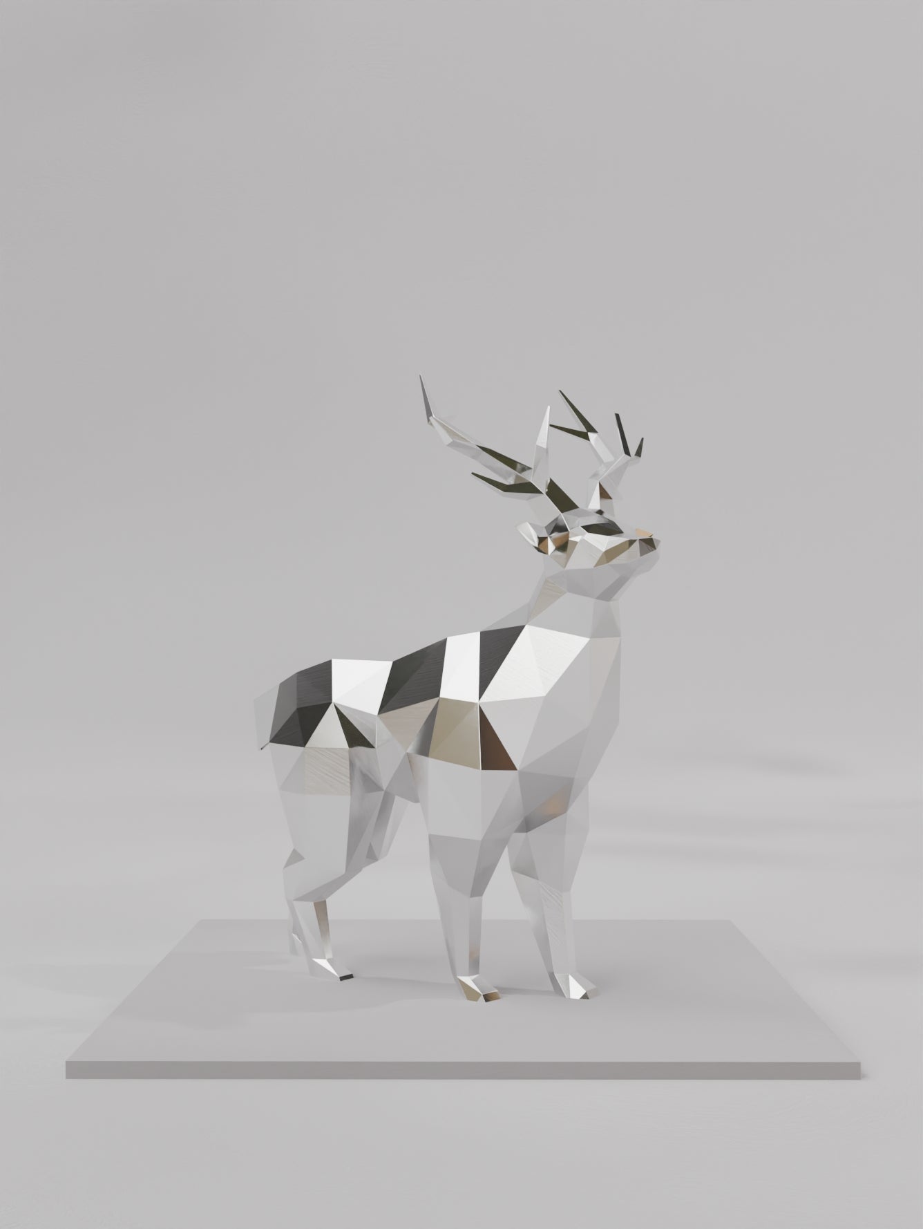 Sculpture Cerf – Majesté et Modernité en Design Polygone