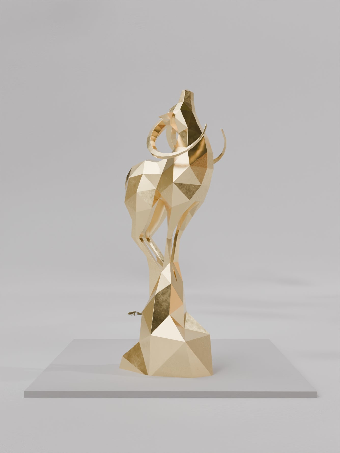 Sculpture Bouquetin – Élégance Sauvage en Style Polygone