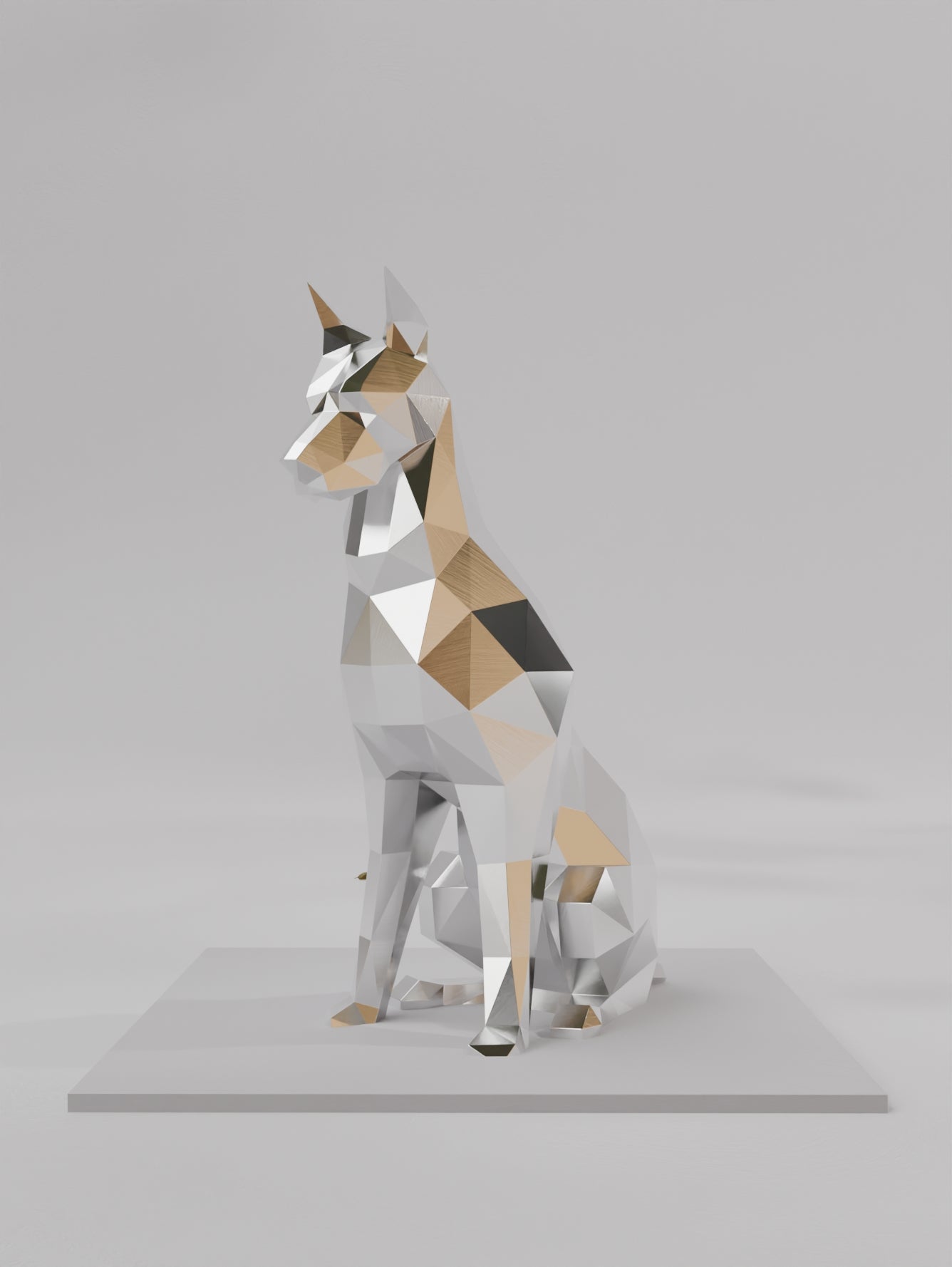 Sculpture Doberman Assis en Design Polygone