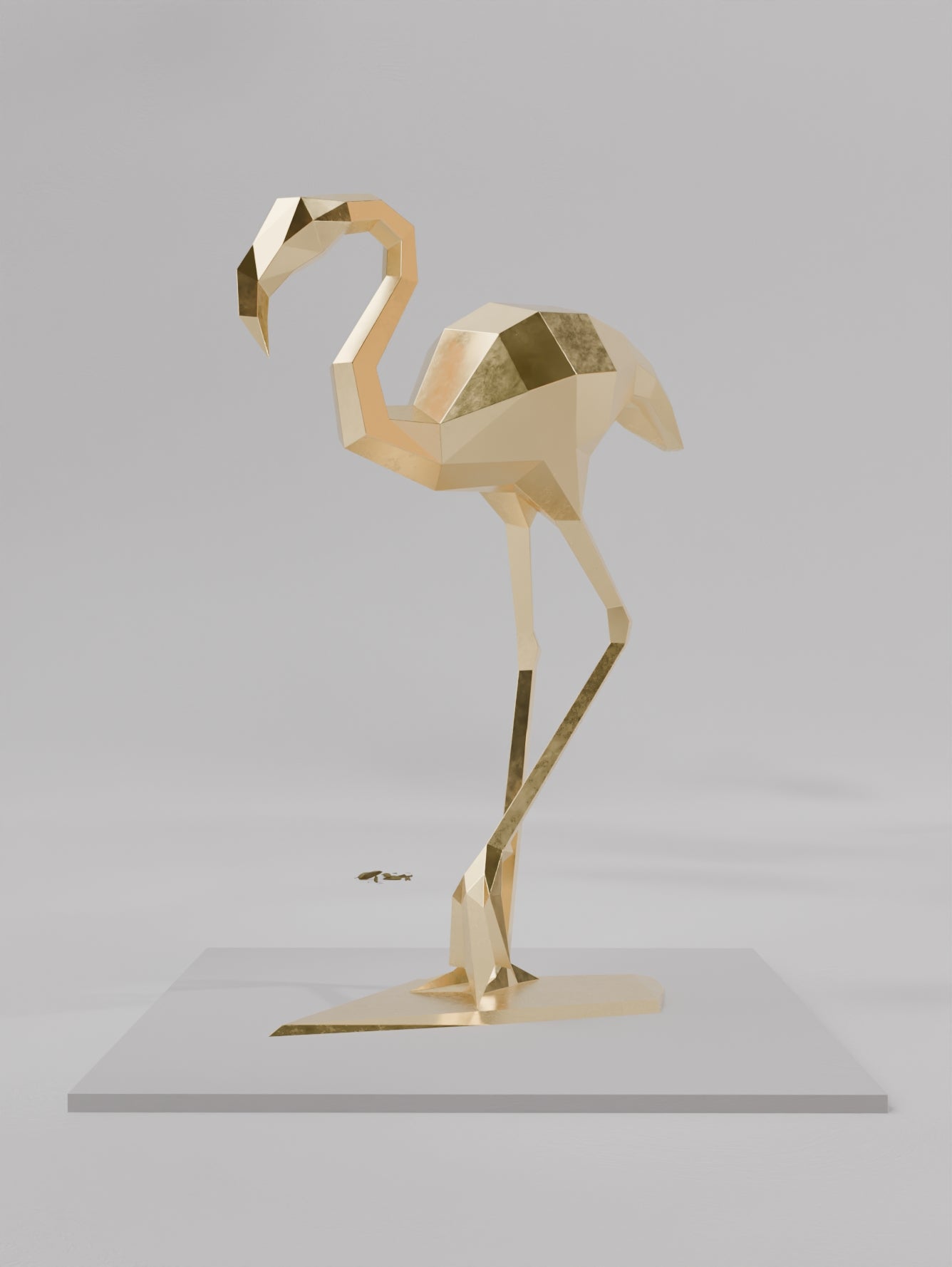 Sculpture Flamant – Légèreté Sculpturale en Design Polygone