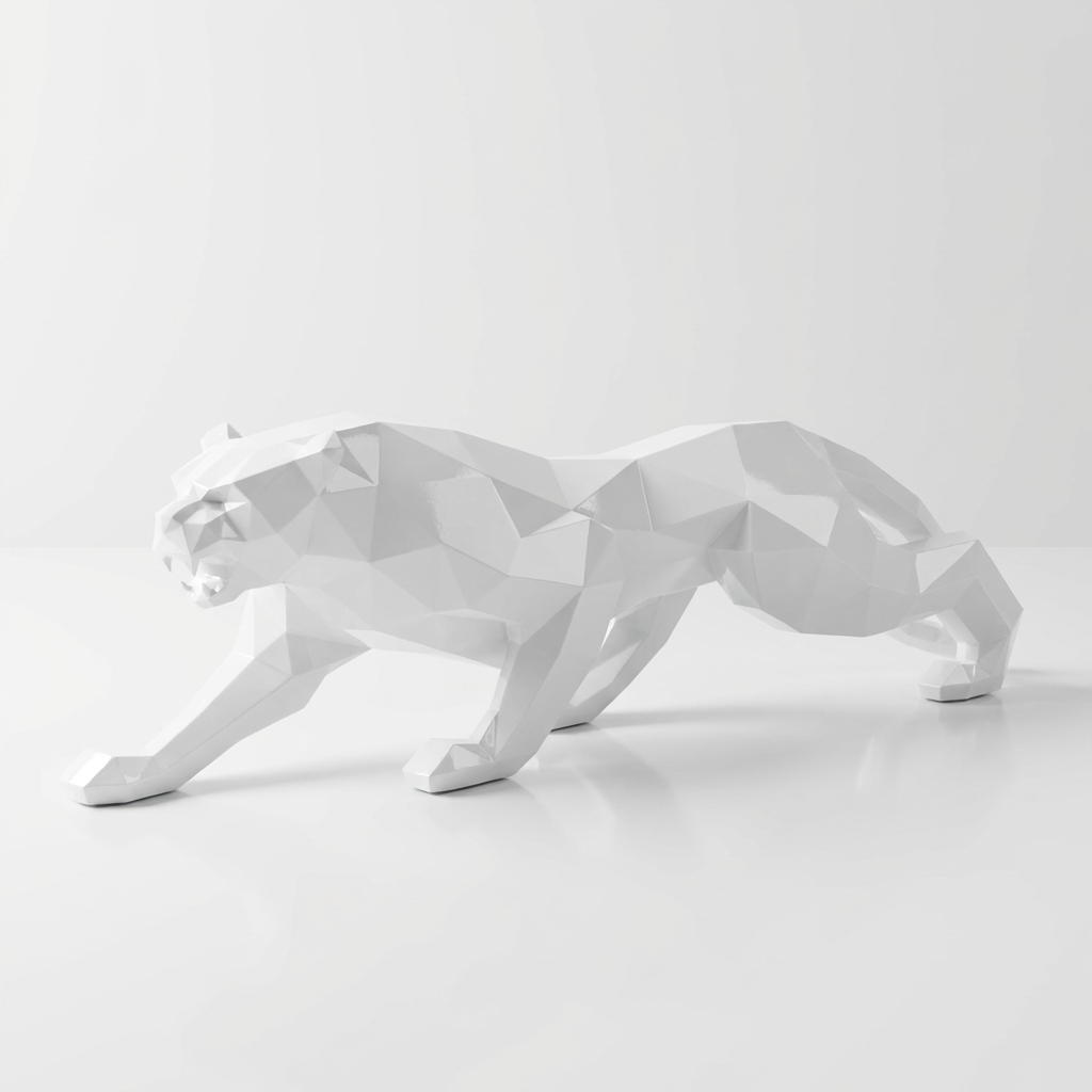 Grande Statue Panthère Design Géométrique en Résine