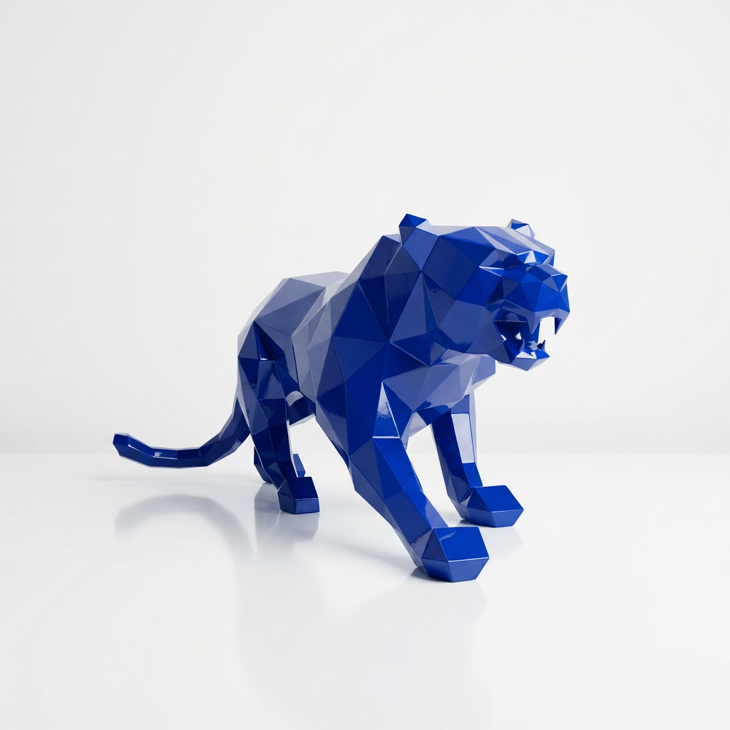 Grande Statue Panthère Design Géométrique en Résine