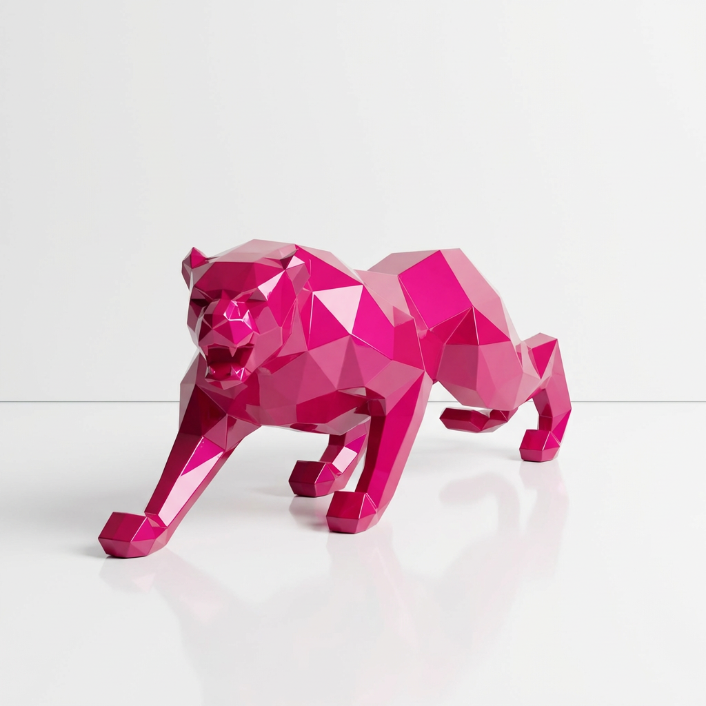 Grande Statue Panthère Design Géométrique en Résine