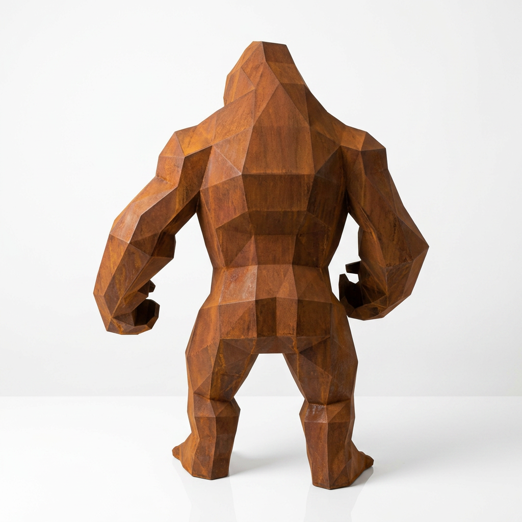 Grande Statue géométrique de gorille En Corten