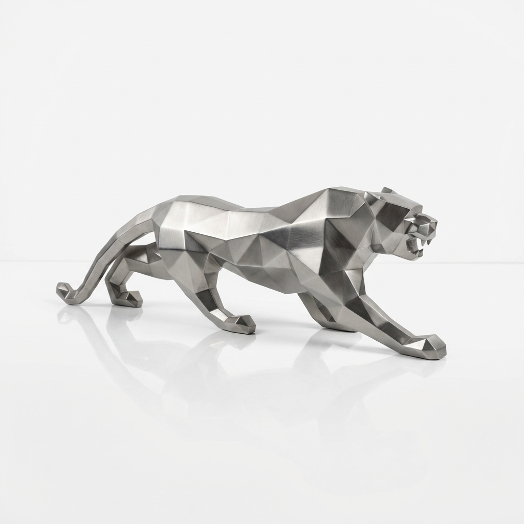 Grande Statue Panthère Design Géométrique en Inox