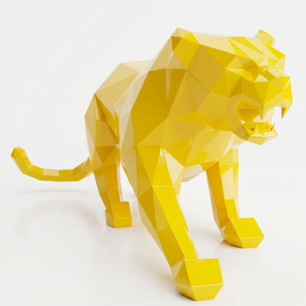 Grande Statue Panthère Design Géométrique en Résine