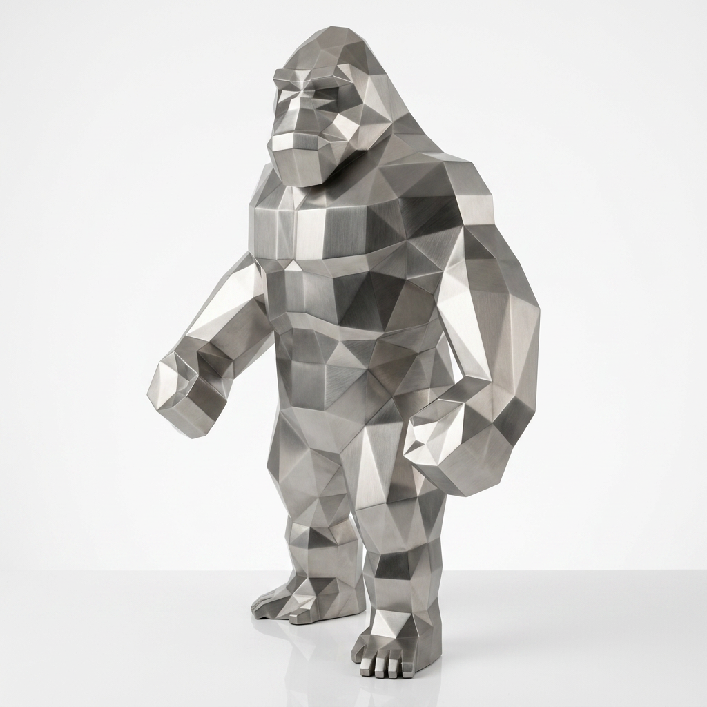 Grande Statue géométrique de gorille En Inox