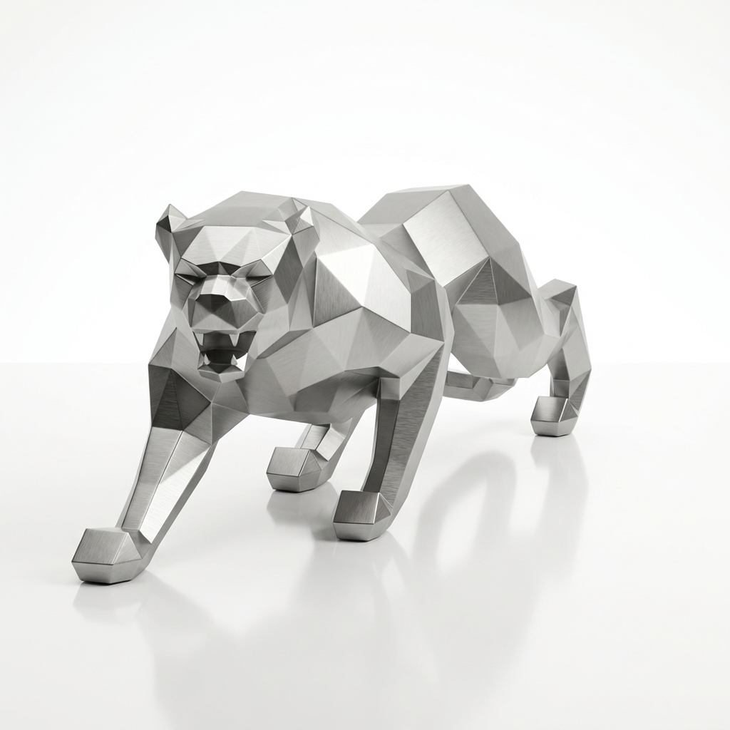 Grande Statue Panthère Design Géométrique en Inox