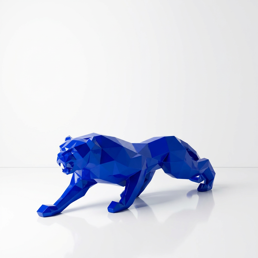 Grande Statue Panthère Design Géométrique en Résine