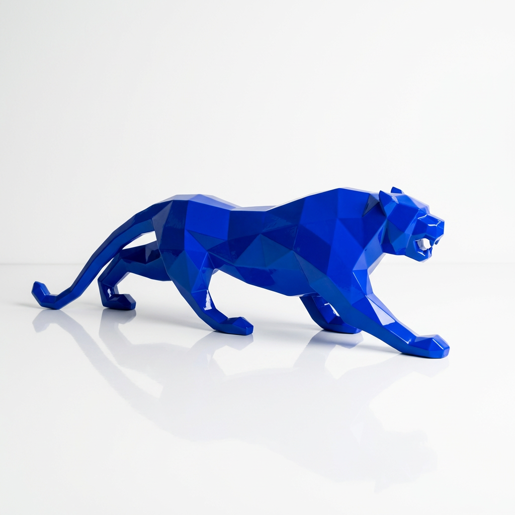 Grande Statue Panthère Design Géométrique en Résine