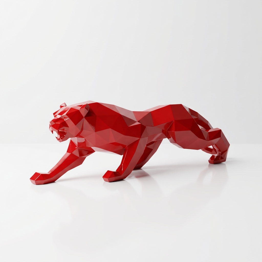 Grande Statue Panthère Design Géométrique en Résine