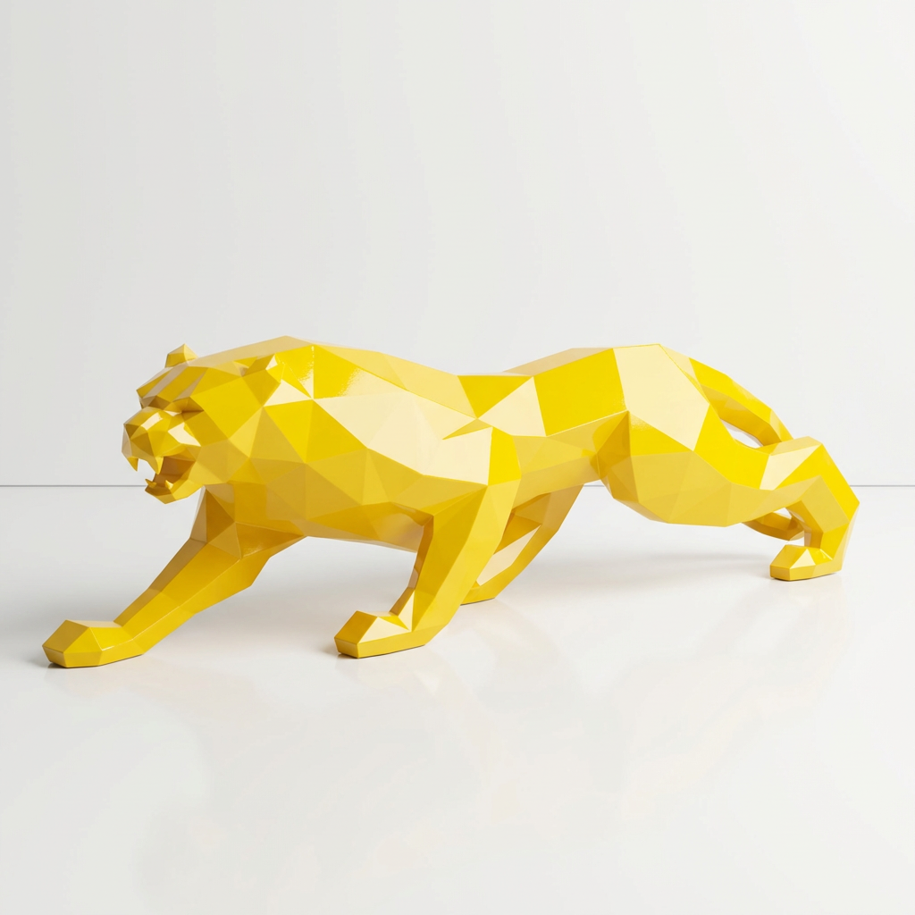 Grande Statue Panthère Design Géométrique en Résine