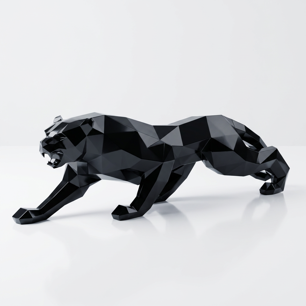 Grande Statue Panthère Design Géométrique en Résine