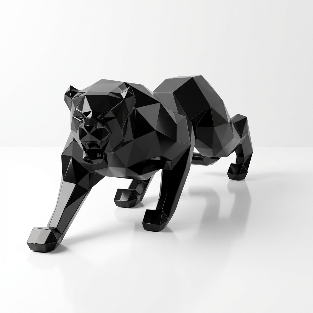 Grande Statue Panthère Design Géométrique en Résine