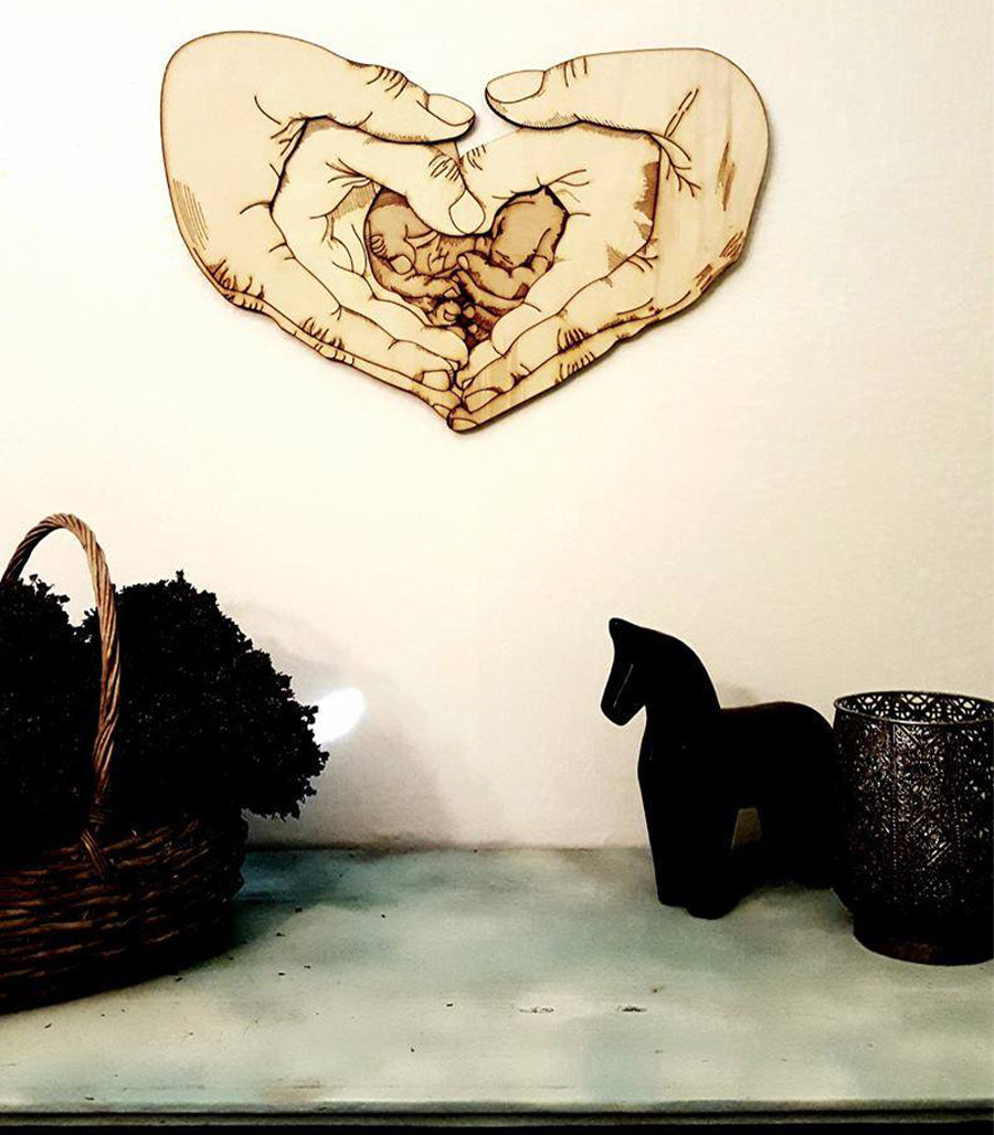 Unique multicouche bois amour familial. Art mural, décor