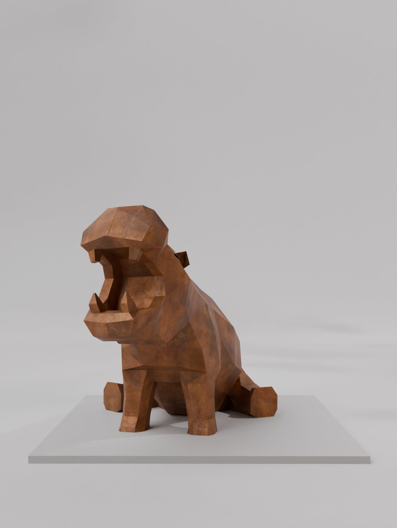 Sculpture Hippopotame – Force Primitive en Design Polygone