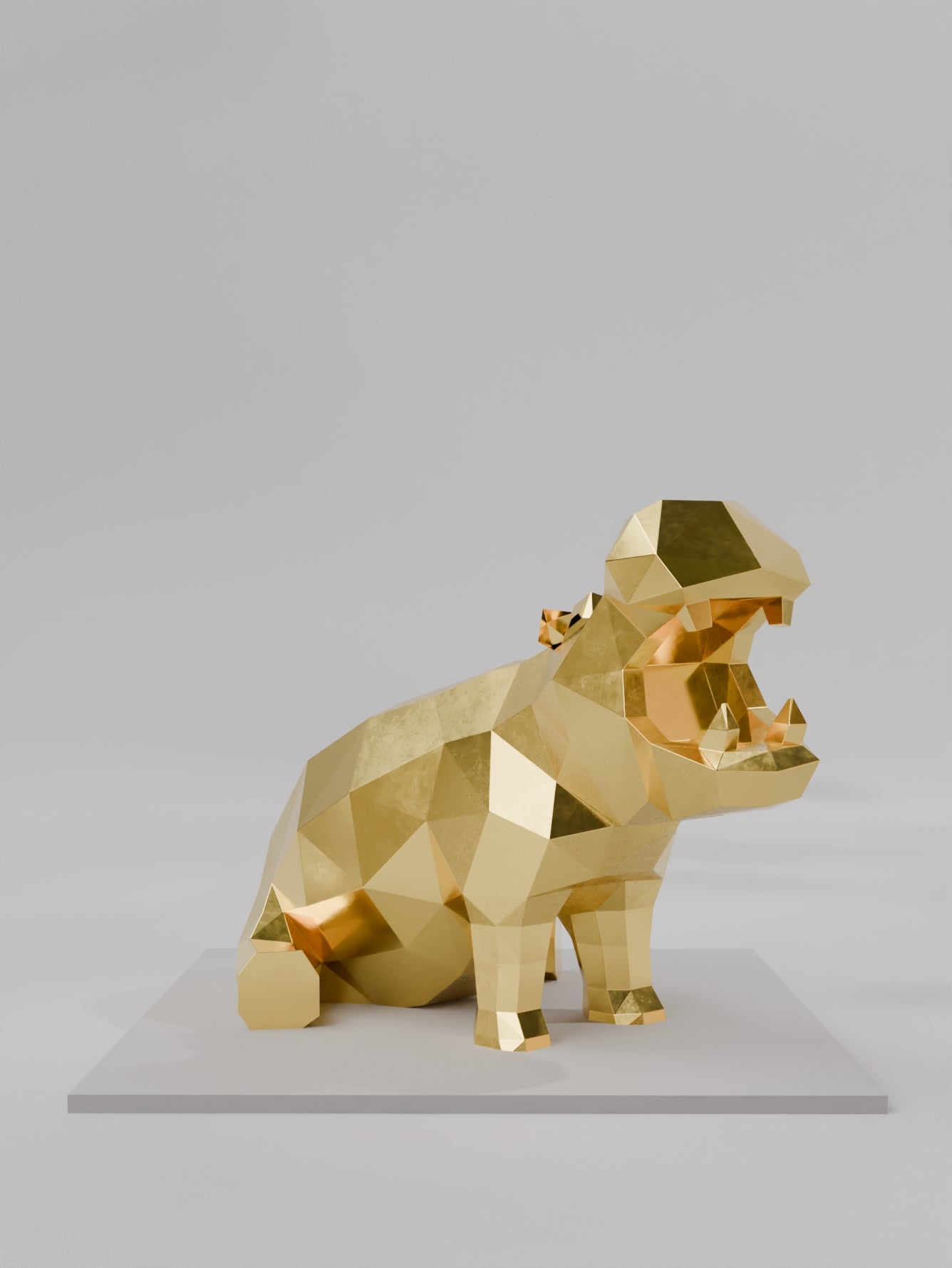 Sculpture Hippopotame – Force Primitive en Design Polygone