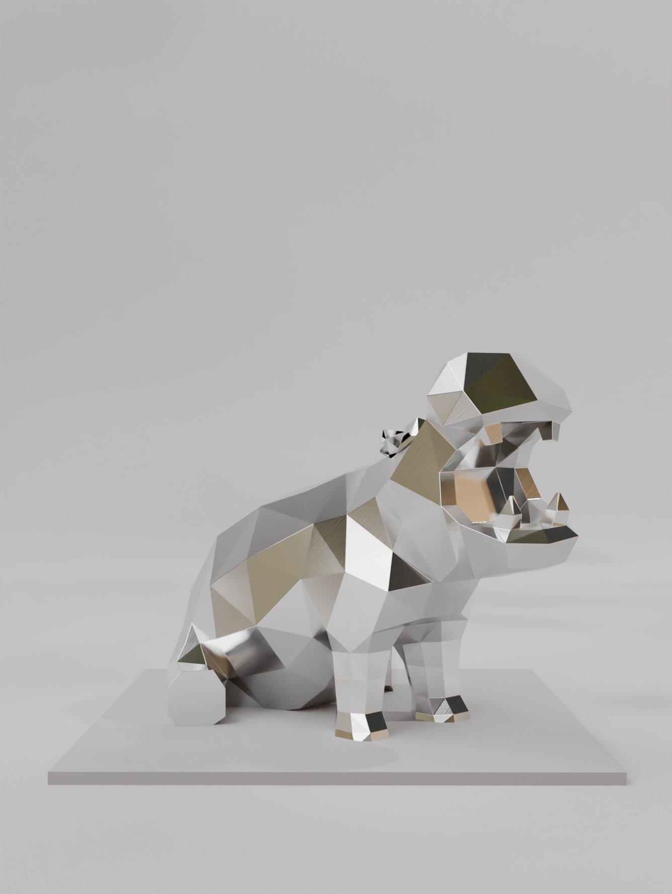 Sculpture Hippopotame – Force Primitive en Design Polygone